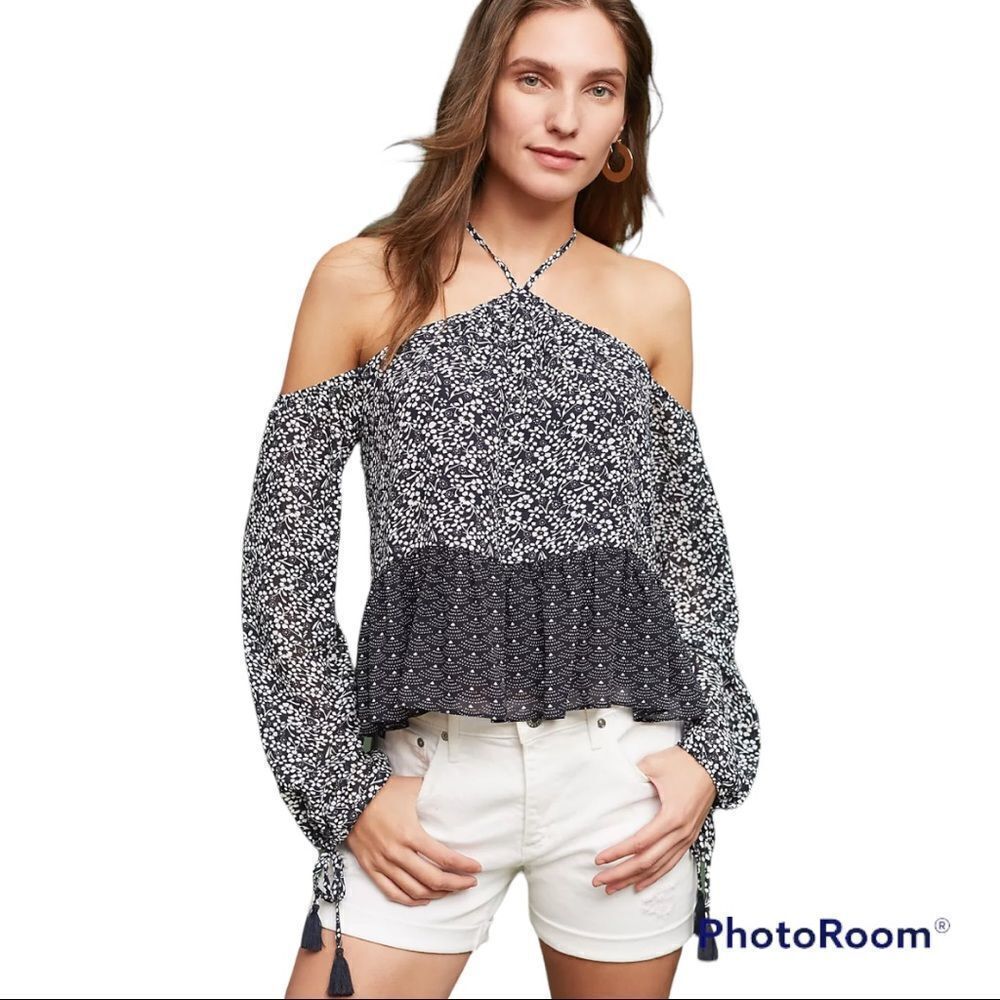 Tularosa Syrah halter floral off-shoulder top blouse